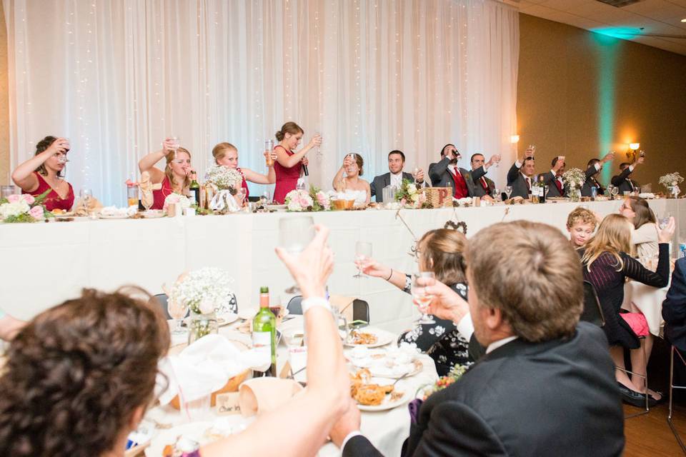 Head table with lighted backdrop