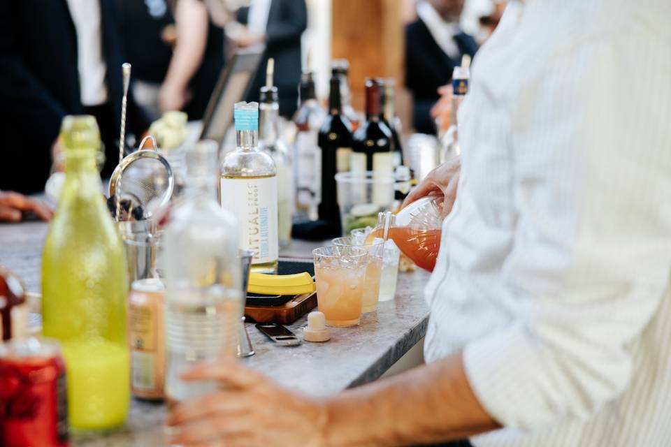 Bar setup at pool/awning