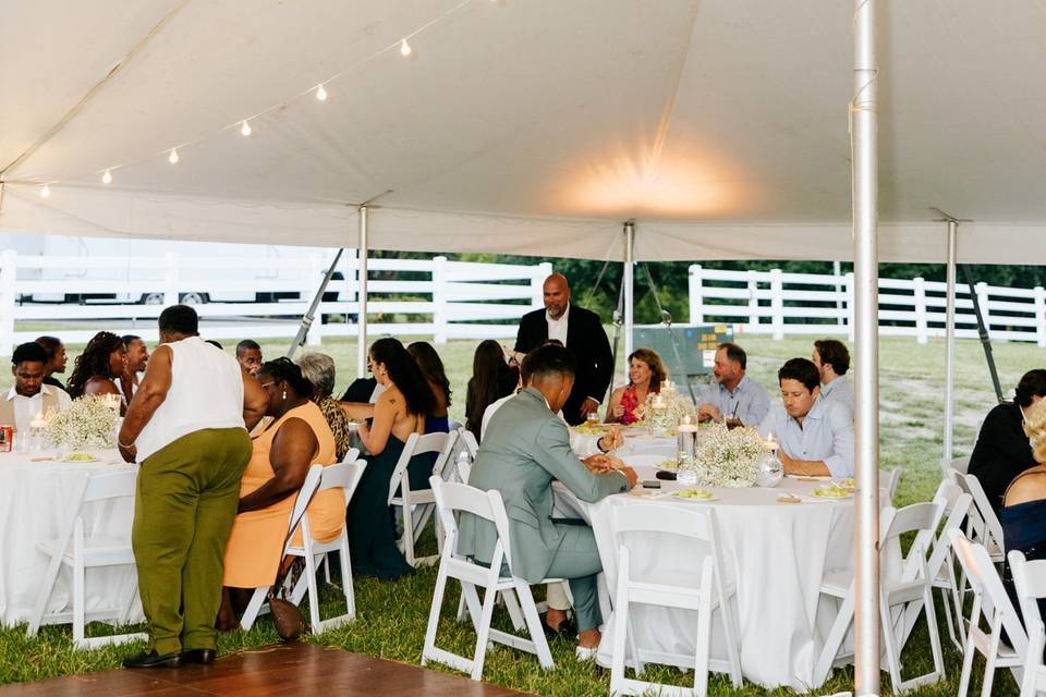 Tent setup w/lighting