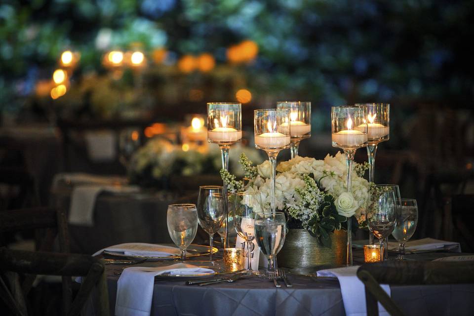 Table set-up with centerpiece