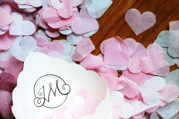 This combo is good for 50 guests and includes:
50 double sided programs with satin ribbon bow
15 toss cones (no ribbon) with 3 bags of tissue heart confetti (biodegradable)
FREE banner (pick from mr & mrs, love is sweet, thank you, xoxo, your wedding date)
FREE SHIPPING by UPS Ground or Standard (US/Canada)
You will receive 3 rounds of proof. All items printed and fully assembled.
Fill the cones before your wedding day and display in a basket.
We'll be delighted to customize for you in any shade of white, pink and gold!