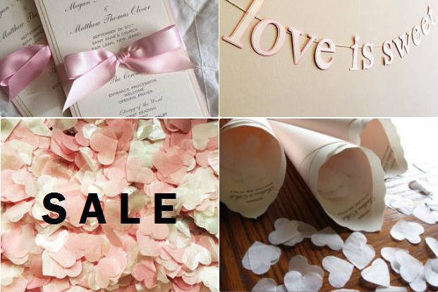 This combo is good for 50 guests and includes:
50 double sided programs with satin ribbon bow
15 toss cones (no ribbon) with 3 bags of tissue heart confetti (biodegradable)
FREE banner (pick from mr & mrs, love is sweet, thank you, xoxo, your wedding date)
FREE SHIPPING by UPS Ground or Standard (US/Canada)
You will receive 3 rounds of proof. All items printed and fully assembled.
Fill the cones before your wedding day and display in a basket.
We'll be delighted to customize for you in any shade of white, pink and gold!