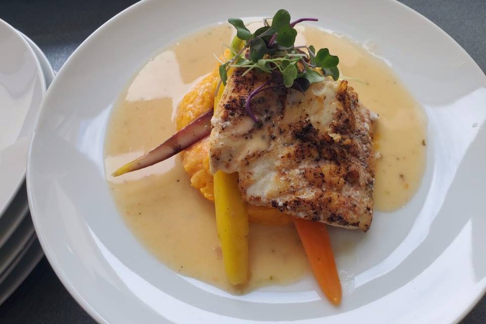 Black grouper, sweet potato