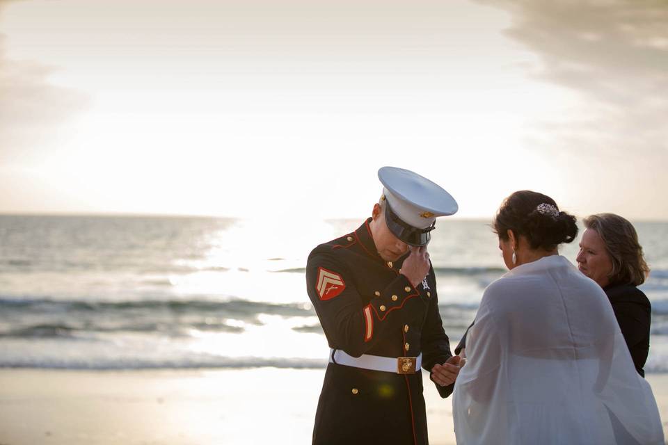 Military wedding on the beach