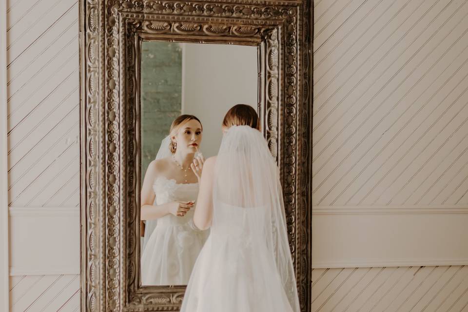 Bride in mirror