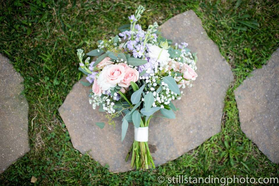 Pink and light blue bouquet