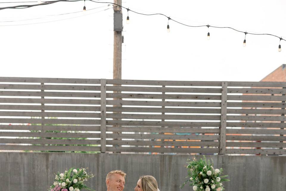 Couple with flower tower