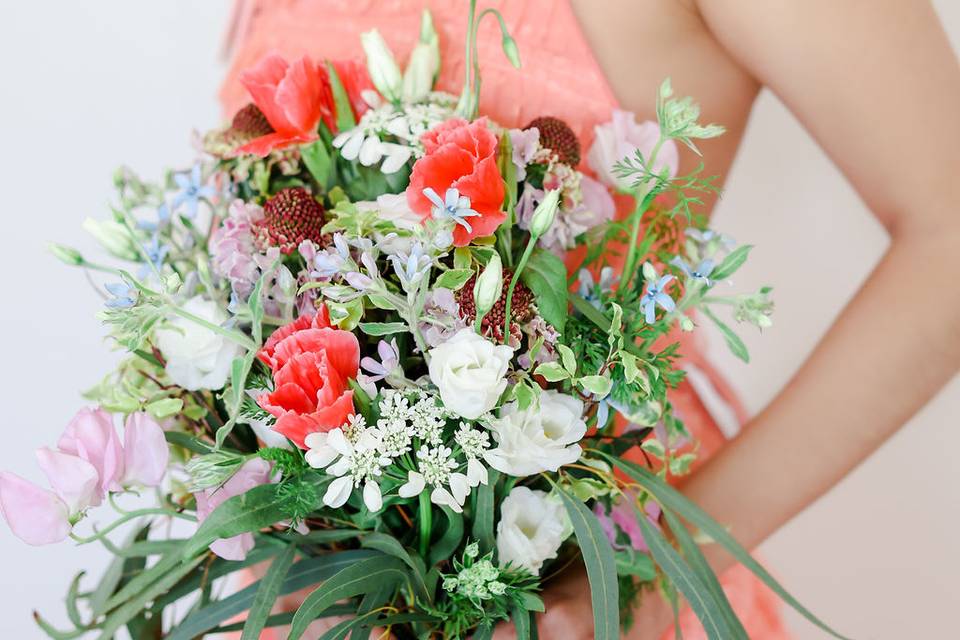 The bride wore coral