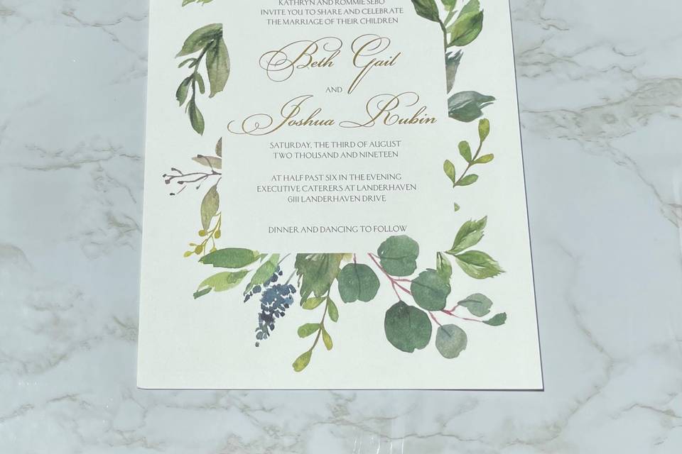 Floral border wedding invite