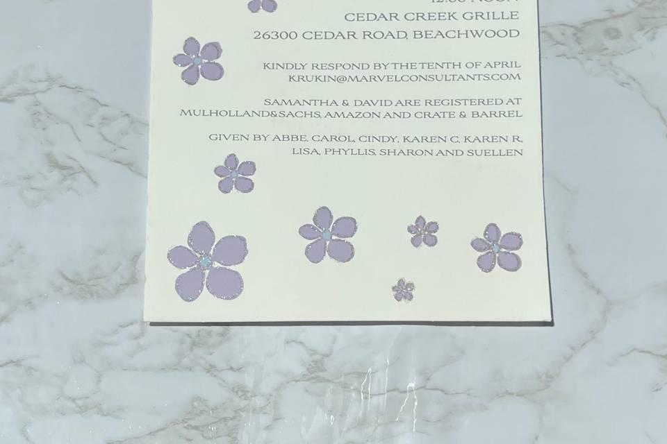 Bridal shower/purple invite