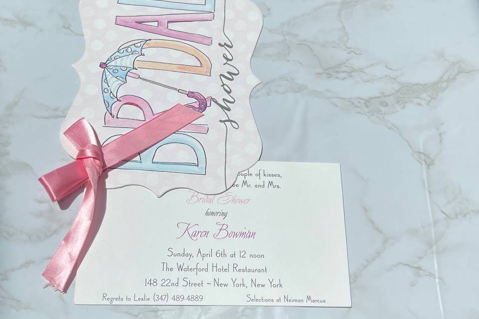 Bridal shower invite with bow