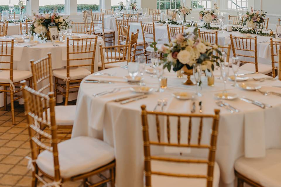 Reception setup and lighting