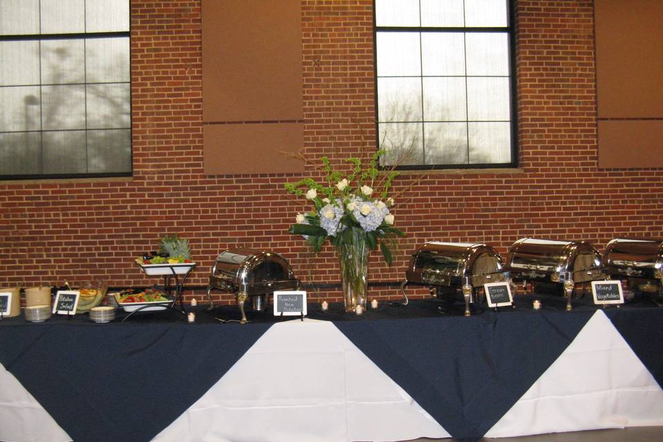 White Tablecloth- blue overlay