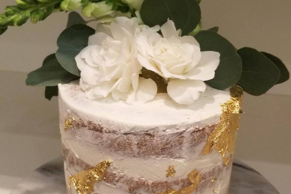 Golden naked Anniversary cake