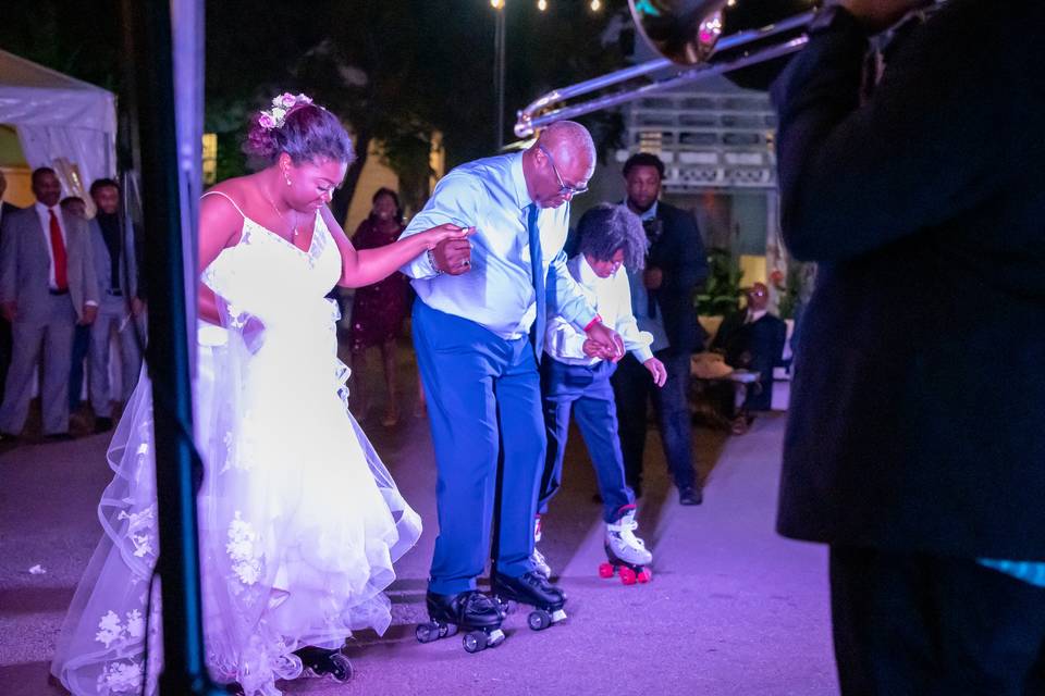 On the dance floor with skates