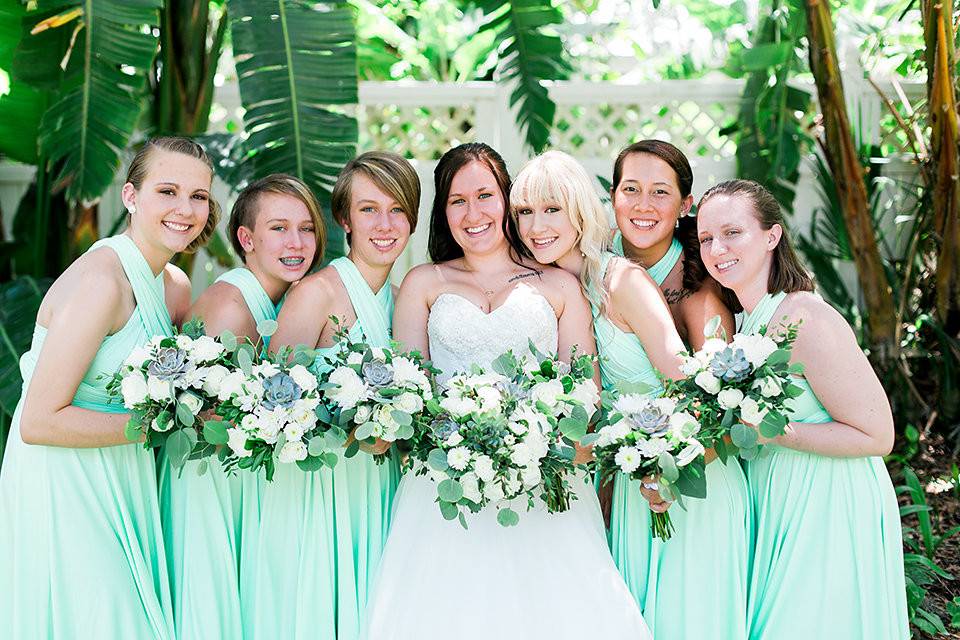 The bride with her bridesmaids