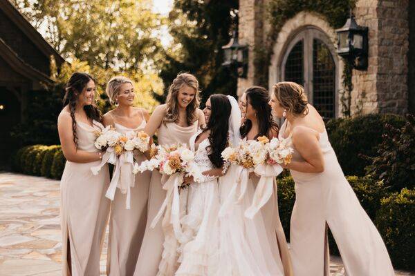 Wedding party smiling