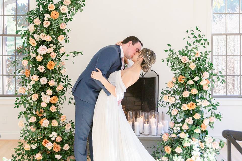 Bride and Groom kissing