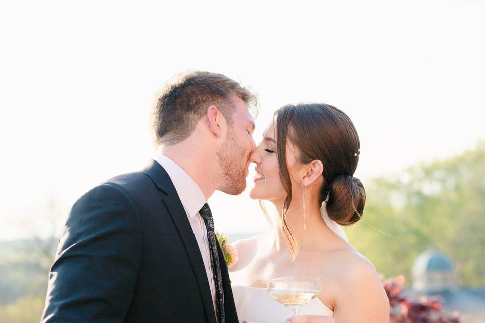 Bride and Groom Kissing