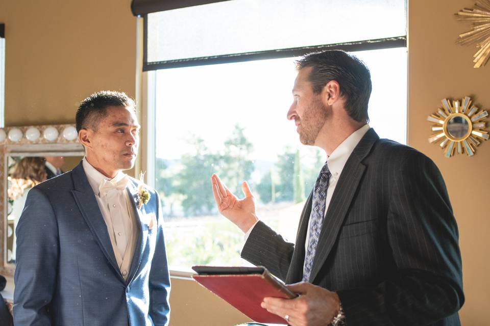 Speaking with the officiant