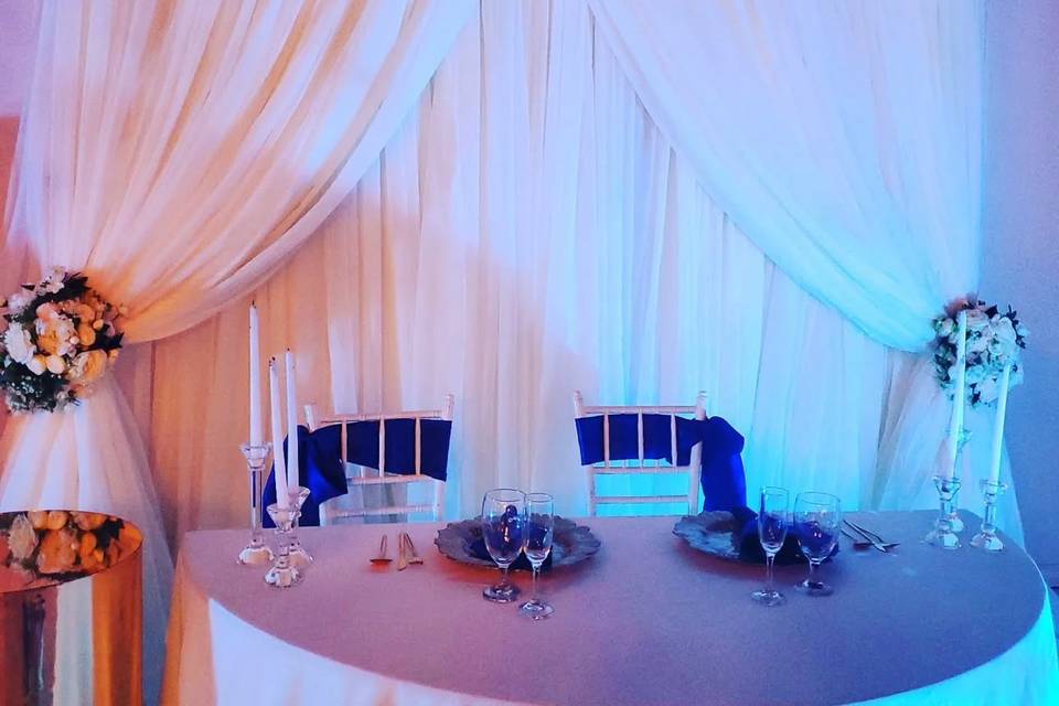 A setup for the bride & broom