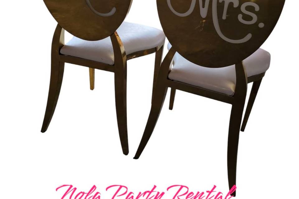 Gold chairs for broom & bride