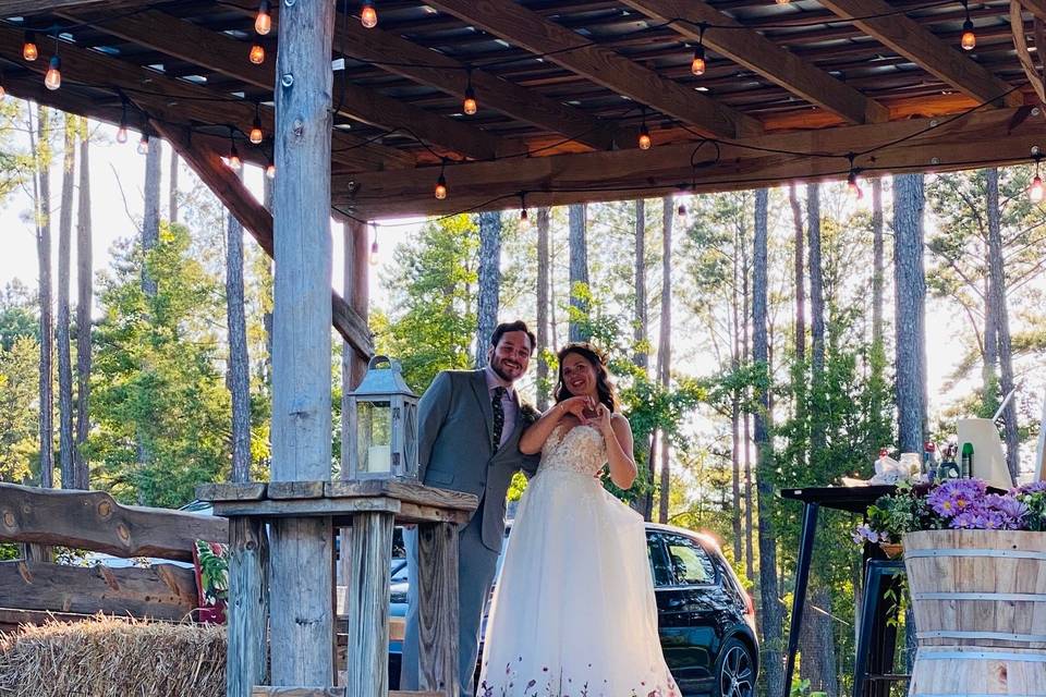 A happy couple at the gazebo