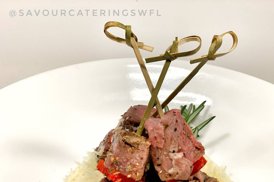 Beef tenderloin skewer