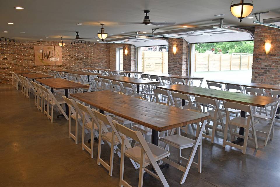 White wooden chairs