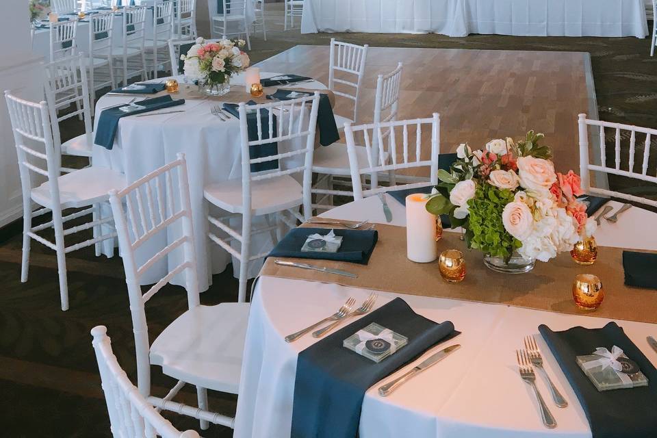 Table setup with centerpiece