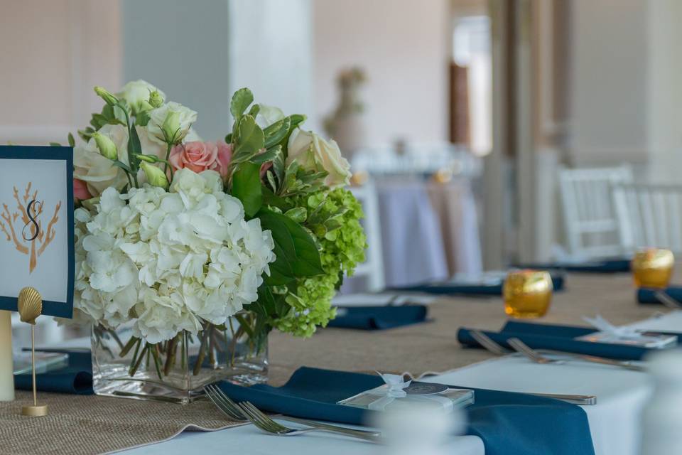 Table setup with centerpiece