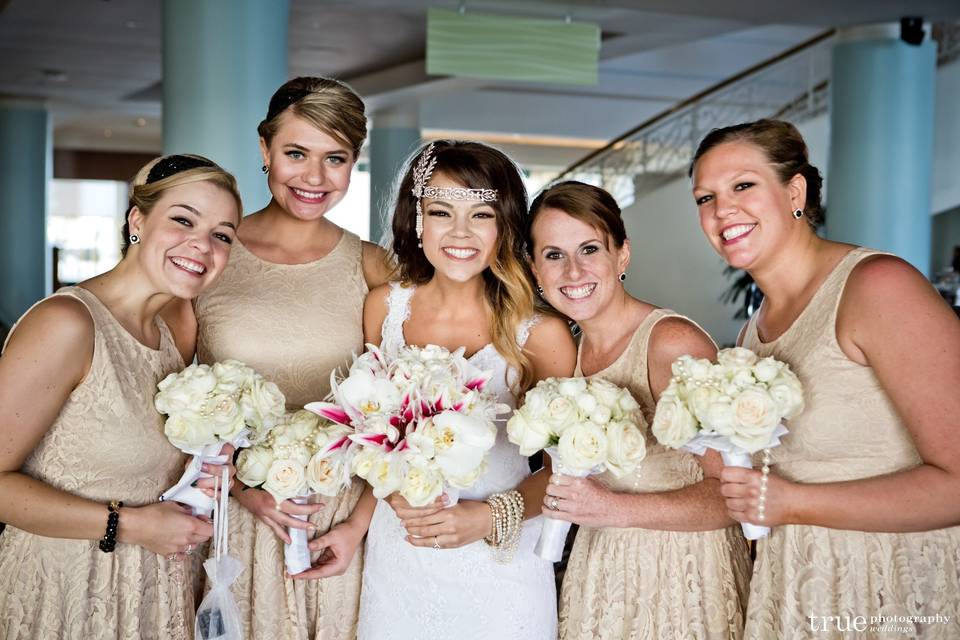 The bride with her bridesmaids