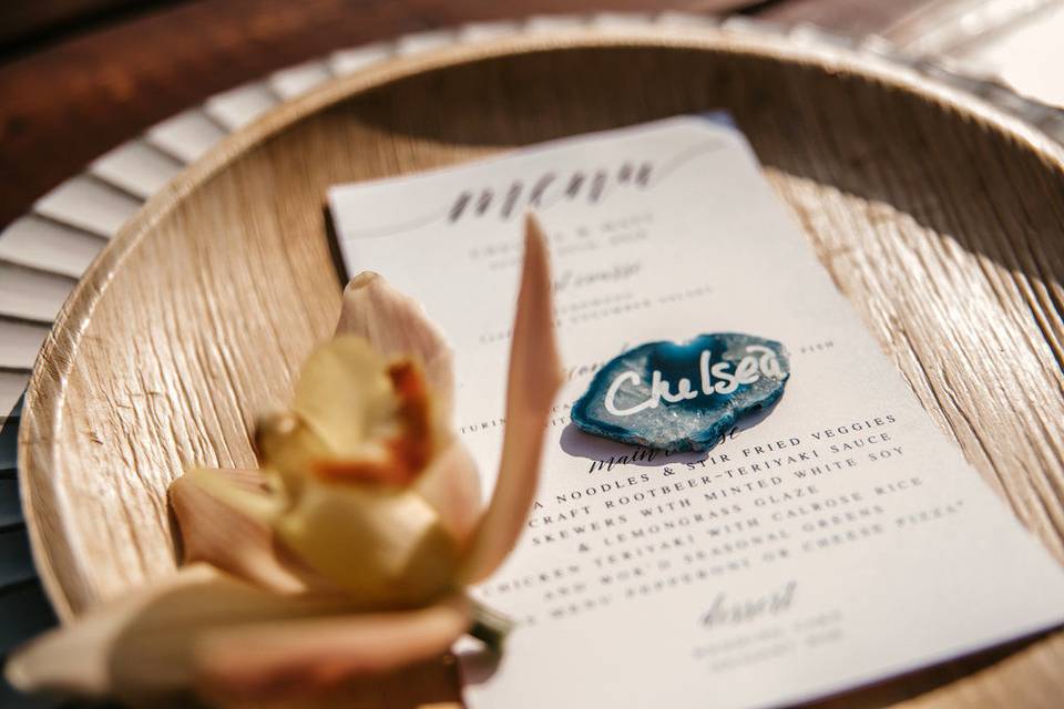 Menu card and name