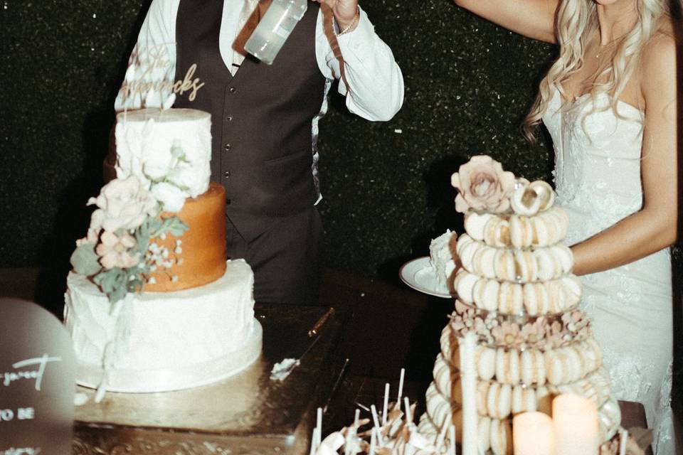 Bride and Groom cut cake