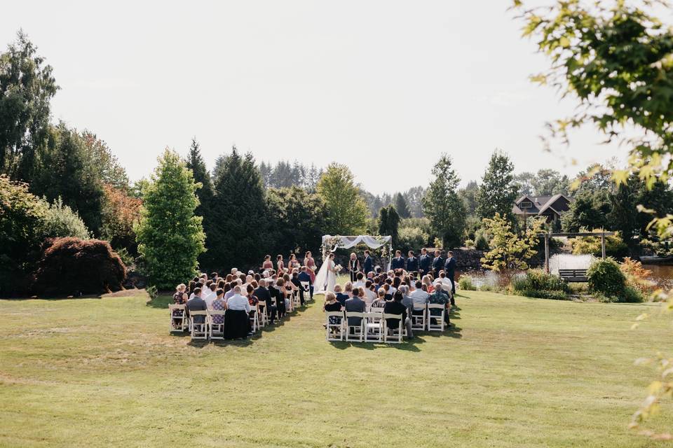 Ceremony at pond