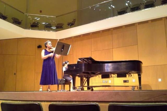 Violinist and pianist on stage