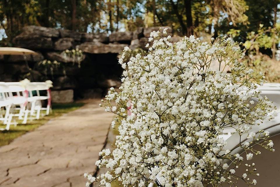 Chairs set up at the Grotto