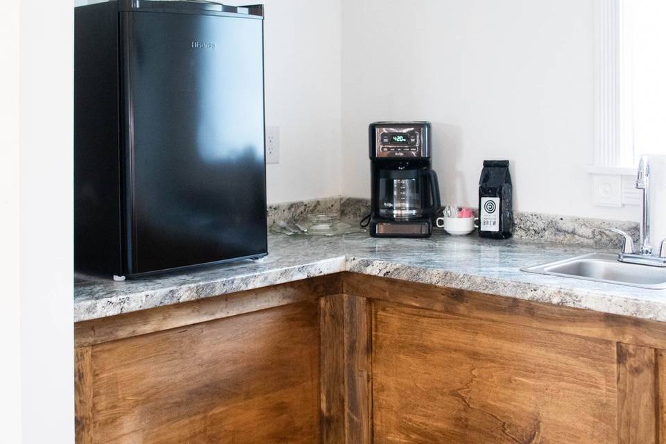 Coffee and mini fridge