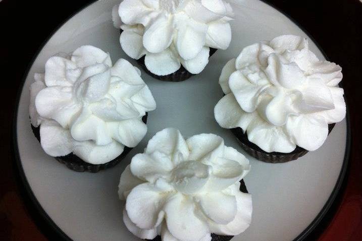 Chocolate Cupcakes with Begonias