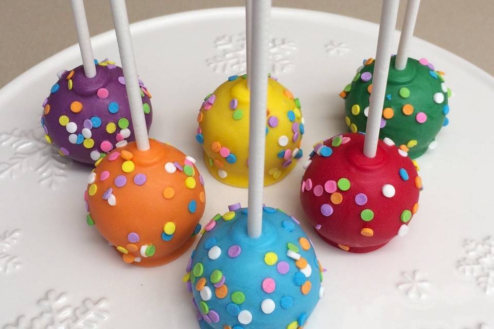 Colorful cake pops with confetti