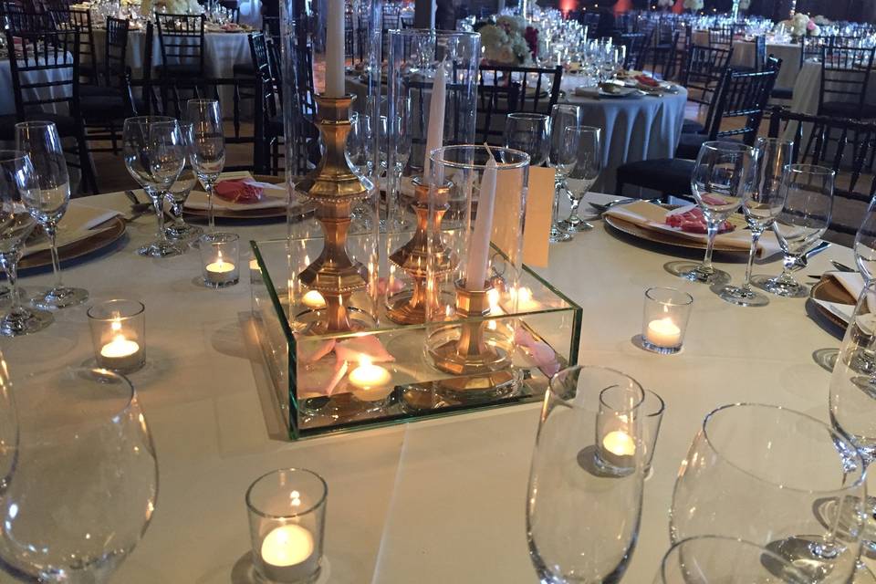 Candlelit dinner setup