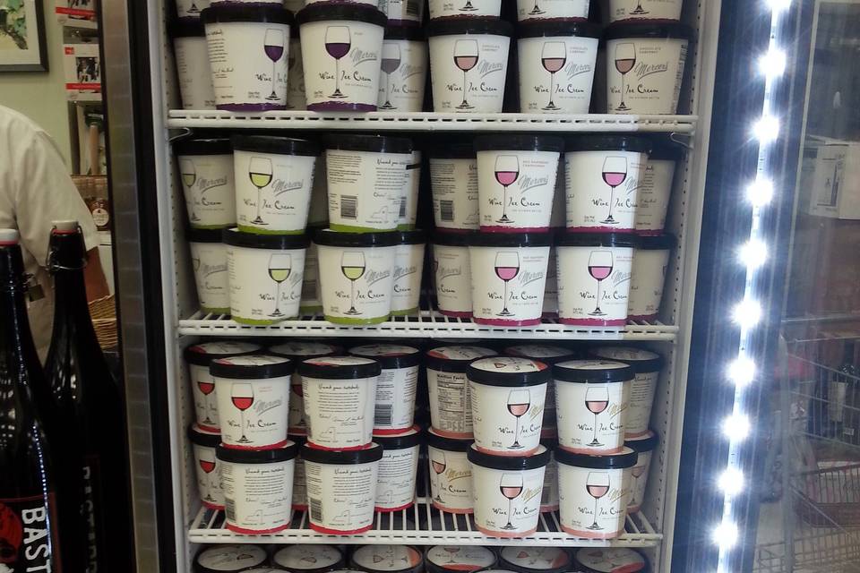 The only retailer in Maryland to feature Wine Ice Cream! Available in 9 different flavors.Chocolate CabernetPortVanilla RieslingPeach White ZinfandelCherry MerlotRed Raspberry ChardonnaySparkling StrawberryPumpkin SpiceLemon Sparkling*Availability May Vary