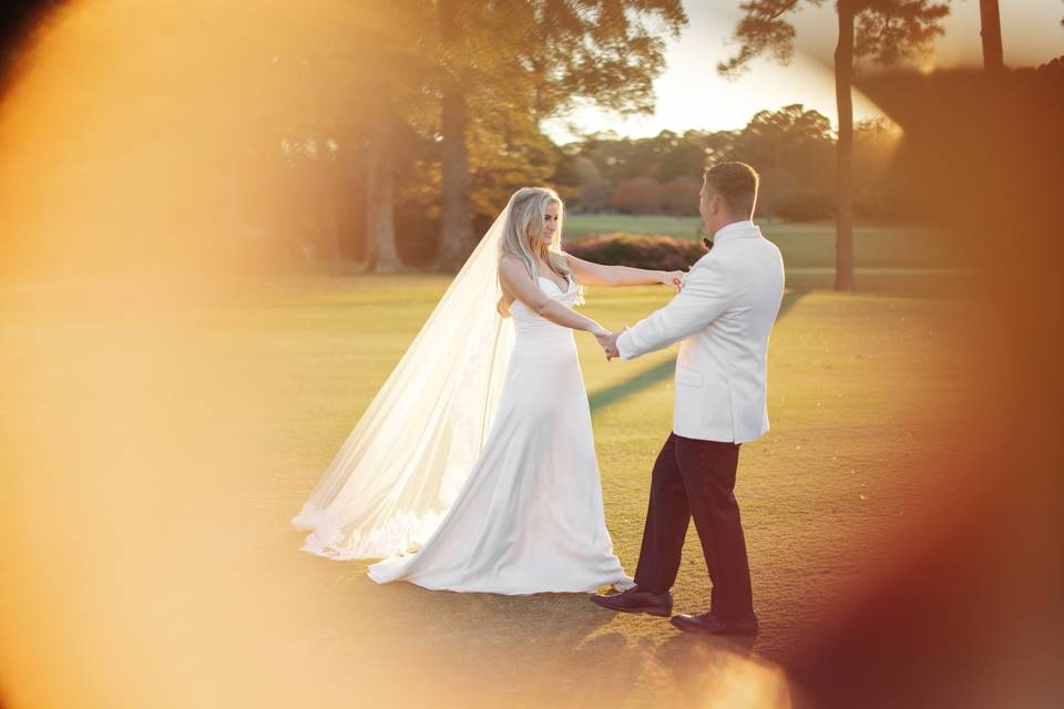 Sunset wedding romance
