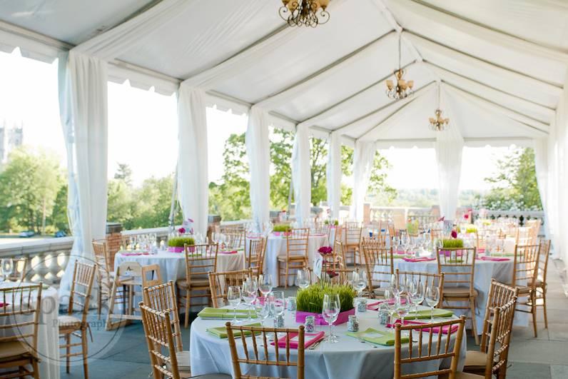Tent liner and chandeliers