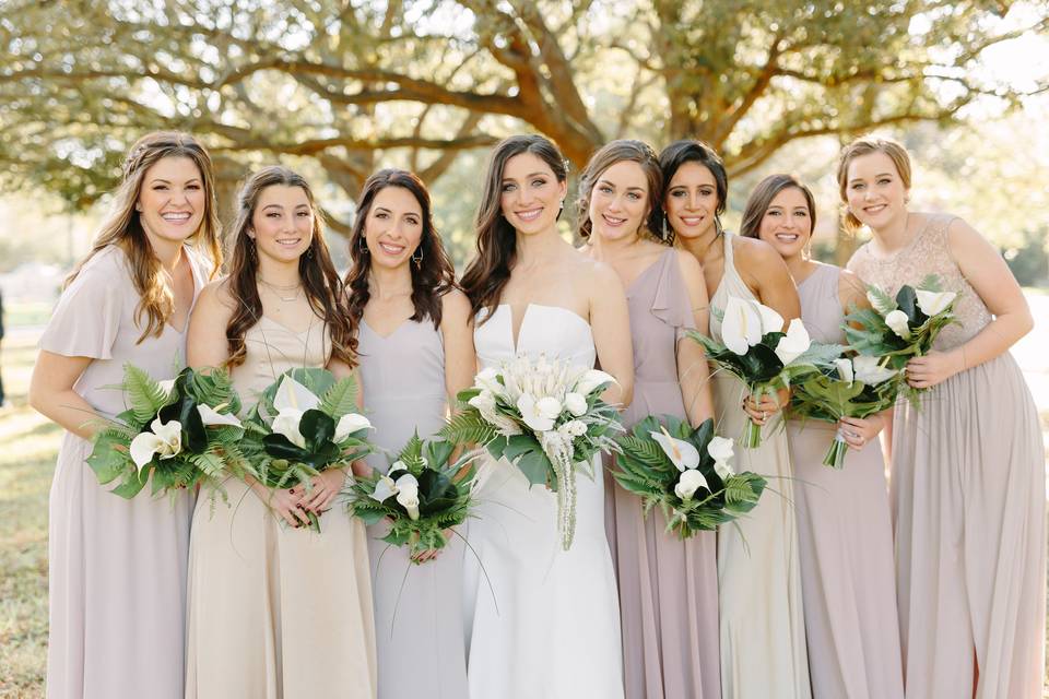 Bride with bridesmaids