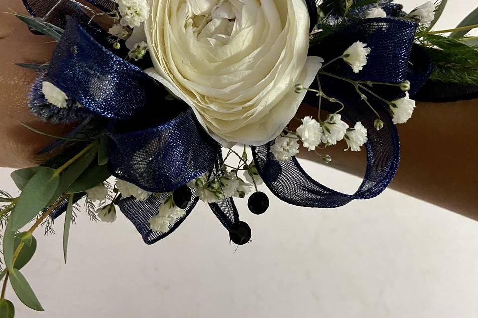 Corsage with Blue Thistle