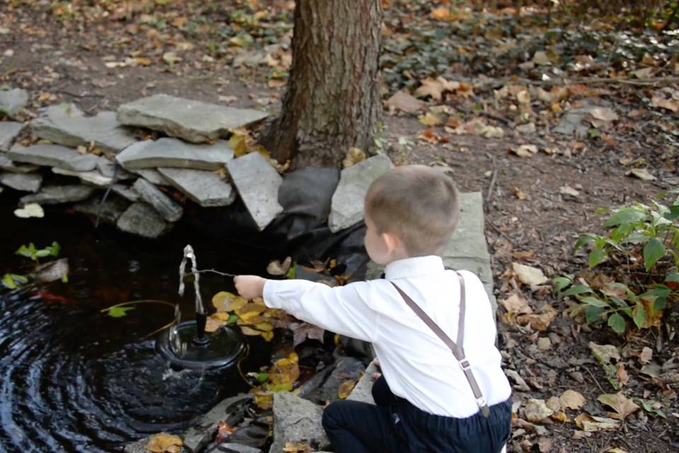 Boy playing with water