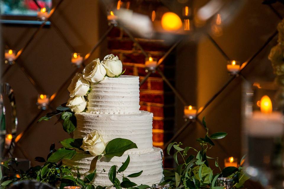 Three-tier wedding cake