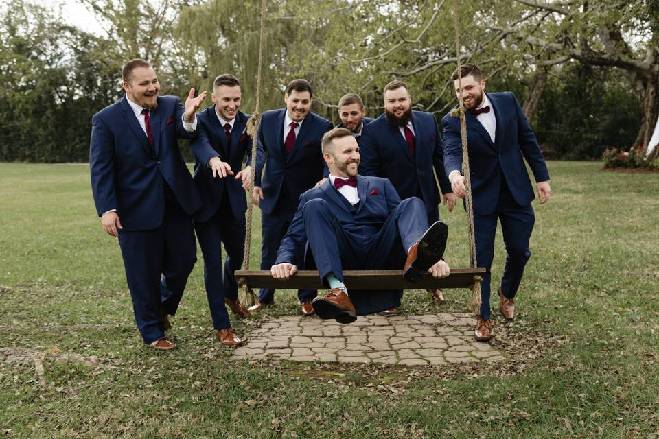 Groomsmen on Swing