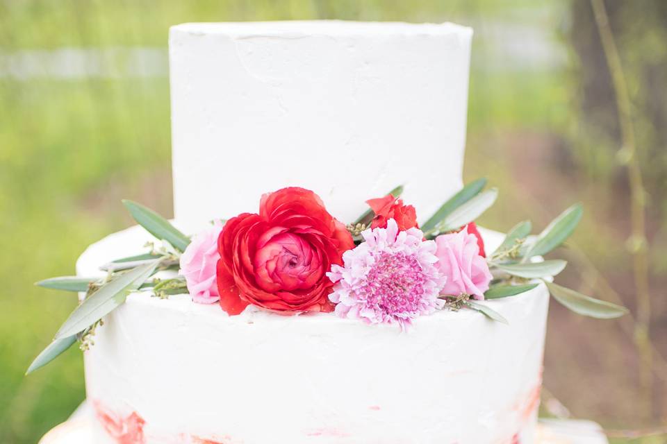 2-tier floral wedding cake